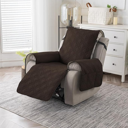 Easehomey 100% Waterproof Recliner Chair Covers, Non Slip Oversized Reclining Cover, Cover Furniture Protector Washable Chair Cover with Pocket,Elastic Straps for Kids,Pets,Dogs(Chocolate,28")
