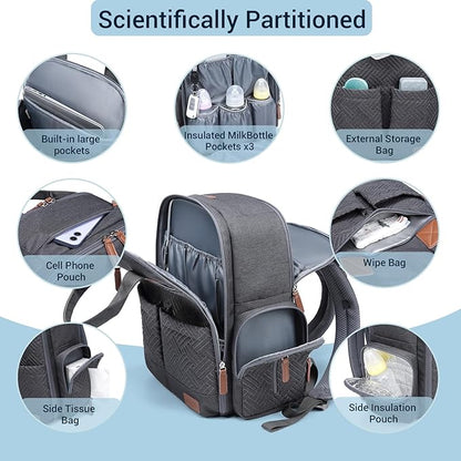 JOLLITO Baby Diaper Bag Backpack - Baby Bag for Boys & Girls