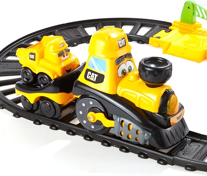 CAT Construction Toys, CAT Construction Power Track Friends Preschool Train Set | 8 Pieces of Easy-to-Assemble Tracks