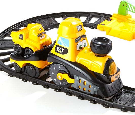 CAT Construction Toys, CAT Construction Power Track Friends Preschool Train Set | 8 Pieces of Easy-to-Assemble Tracks