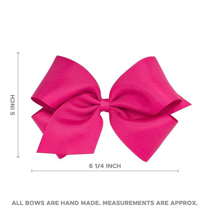 Wee Ones Girls' Grosgrain Pink-themed Christmas Novelty Print Hair Bow, King