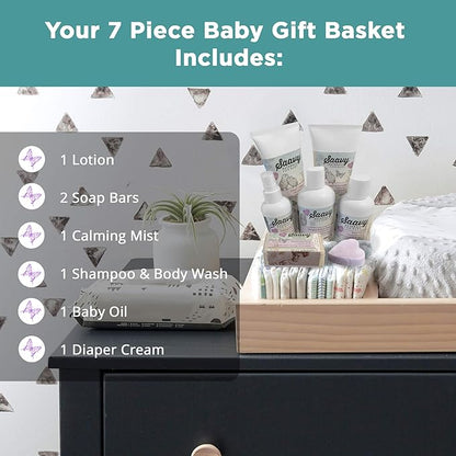 Saavy Naturals Baby Shower Gifts | Bath Set for Babies Includes 2 Soap Bars, 1 Infant Lotion 1 Shampoo 1 Baby 1 Calming 1 Unscented