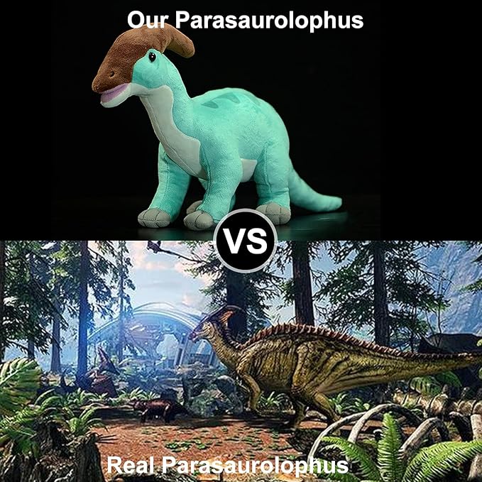 ZHONGXIN MADE Simulation Parasaurolophus Dinosaur Plush Toy - Realistic 16" Blue Parasaurus Dinosaur Stuffed Plushie, Figurines Stuffed Model Toys, Unique Plush Gift Collection for Kids