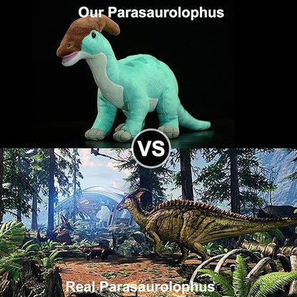 ZHONGXIN MADE Simulation Parasaurolophus Dinosaur Plush Toy - Realistic 16" Blue Parasaurus Dinosaur Stuffed Plushie, Figurines Stuffed Model Toys, Unique Plush Gift Collection for Kids