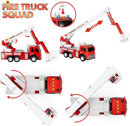 Fire Truck Playset - 1:12 Scale Large Size Toys 3 Firemen, 3 Year 3 4 5