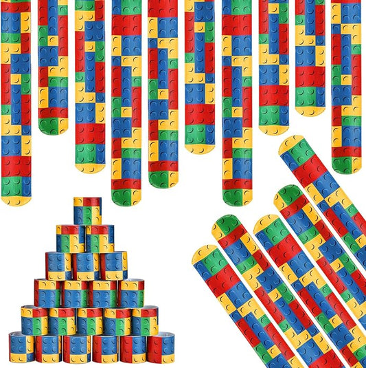 Color Brick Party Favors Kids Slap Bracelet Building Block Snap Bracelets Party Supplies for Boys Girls Party Birthday Stuffing