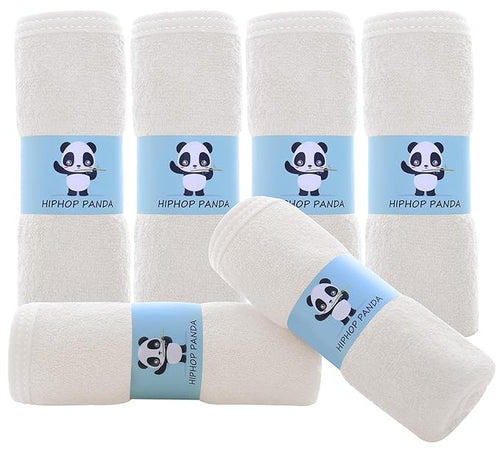 HIPHOP PANDA Baby Washcloths, Rayon Made from Bamboo - 2 Layer Ultra Soft Absorbent Newborn Bath Face Towel 6 Pack