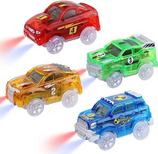 Track Cars Magic Kids Gifts: 4 Pack Track Accessories Replacement 3 4 5 6 7 8 5 LED