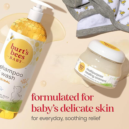 Burt's Bees Baby Shampoo and Wash Set, 2-in-1 Natural Origin Plant Based Formula for Sensitive Skin 3 Travel 36 oz (12 oz 3-Pack)