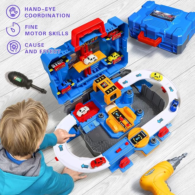 Race Track Adventure Car Game Kid Toy for 3 Year Old Boys Girls Birthday Gift, Cars Playsets Stem Toys for Boy Age 4 5 6 7 8