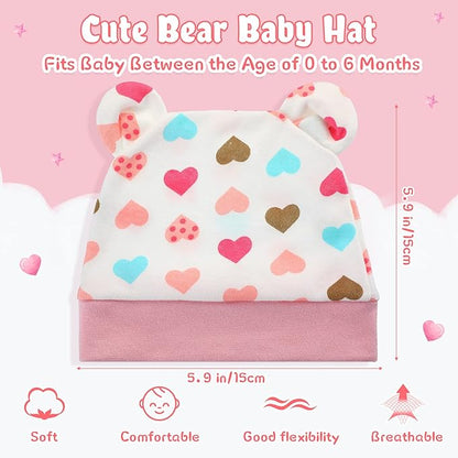 Geyoga 9 Pieces Newborn Baby Hat Bear Ears Infant Caps 2 Ears