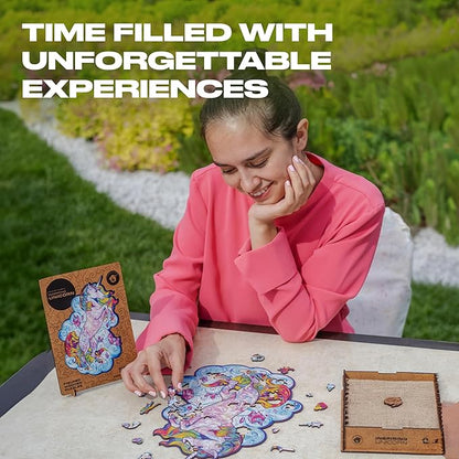 UNIDRAGON Wooden Jigsaw Puzzles - Inspiring Unicorn, 313 pcs, King Size 12.2"x16.1", Beautiful Gift Package, Unique Shape Best Gift for Adults and Kids