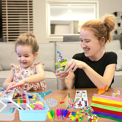 VLUSSO Arts and Crafts Supplies for Kids DIY Craft Kits Art Supplies Materials Kids Crafts Set with Pipe Cleaners Craft Box Preschool Homeschool Toys Gift for Kids Boys and Girls Age 4 5 6 7 8
