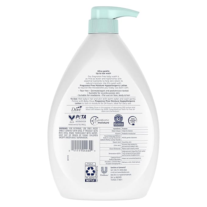 Baby Dove Sensitive Skin Care Baby Wash Fragrance Free Moisture 34 oz