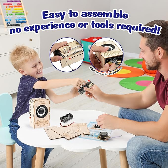 WIZGSZ Science Kits for Kids Age 8-12 13-14, Stem Kits for Kids Age 8-10, Stem Toys for Boys and Girls Build Your Own FM Radio Toys, Wood Electronic Set Snap Circuits for Teens Top Projects Gifts