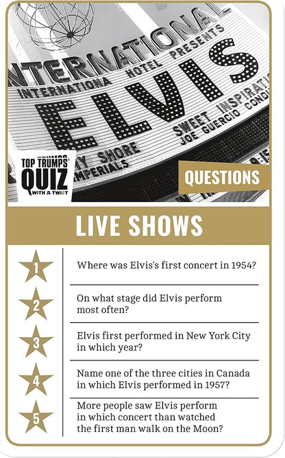 Top Trumps Elvis Presley: Quiz Games - Trivia Quiz - Kids Games - Games for Adults - Great Travel Games and Road Trip Games - Trivia Outdoor Games - Elvis Trivia 2+ Players