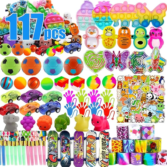YOAUSHY 117 Pcs Party Favors for Kids, Treasure Box Toys for Classroom, Prizes Box Toys Classroom, Goodie Bags Stuffer Pinata Fillers, Treasure Chest Toys