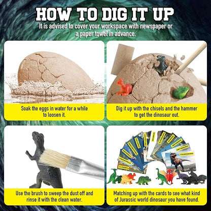 XXTOYS Dinosaur Egg Dig Kit, Unearth a Jumbo Dino Egg with 12 Unique Large Surprise Dinosaur Toys, Ideal Educational STEM Toys and Gifts for Kids Aged 5-7, Suitable for Party and Easter