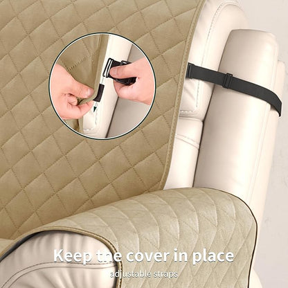 CHUN YI Recliner Chair Cover, Non-Slip Recliner Covers That Stay in Place, Washable Lazy Boy Recliner Covers with Pockets, Water Resistant Recliner Slipcover for Pets (Khaki, Large Recliner)