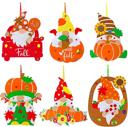 Winlyn 24 Sets Thanksgiving Gnome Decorations Art Sets Fall Crafts Thanksgiving Kids Crafts Thanksgiving Craft Kits Autumn Gnome Pumpkin Foam Stickers Arts and Crafts for Kids Adults Favors Activities