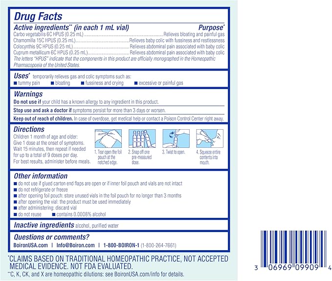 Boiron Camilia Tummy for Colic, Painful Gas 30 Count