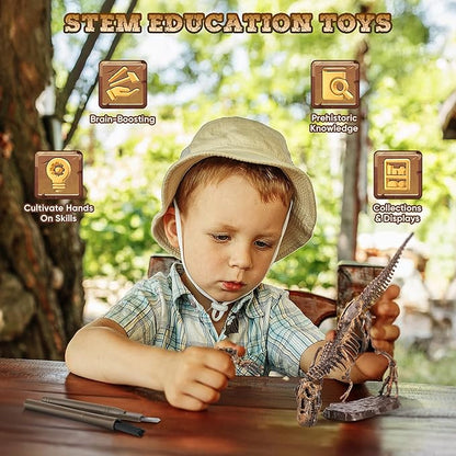 VIBIRIT Dig Up Dinosaurs Skeleton Set,Dinosaur Digging Fossil Kit Model Toys Educational Realistic Toys for Kids,Boys,Girls