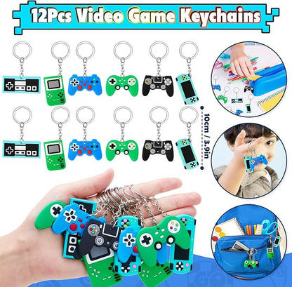 Video Game Party Favors Birthday Supplies, Gamer Drawstring Bag Keychain Silicone Bracelet Tattoo Sticker, Gamer Gaming Birthday Party Favor Goodie Bag Stuffers Fillers Classroom Rewards for Kids