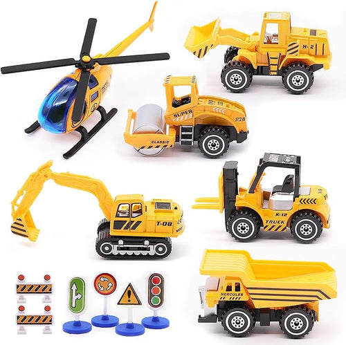 Childom Engineering Vehicle Toys Set Alloy Construction Big Forklift,Single Drum Roller