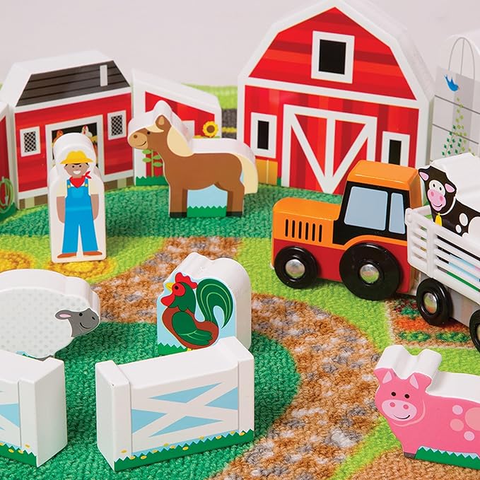 Melissa & Doug Deluxe Activity Road Rug Play Set 49 Wooden