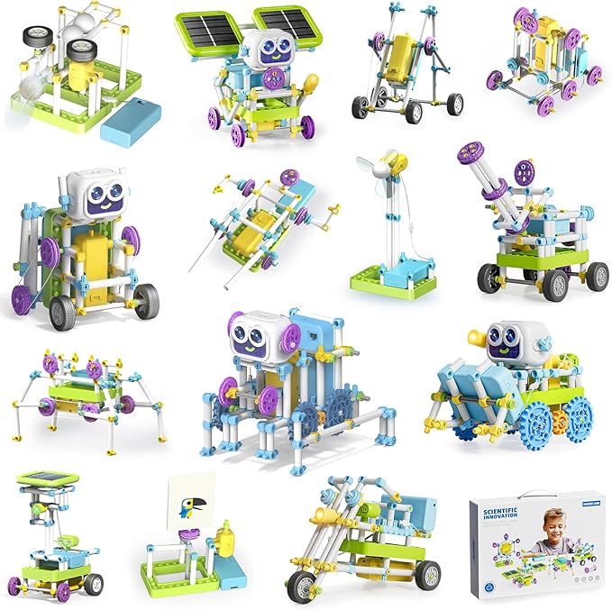 STEM Robotics Toys for Kids Toddler Age 6+, 36+ Robot Models Building Block Projects with Solar Power Sensors Gears, Education & Learning Science Engineering Kit Toys Gifts for Boys Girls