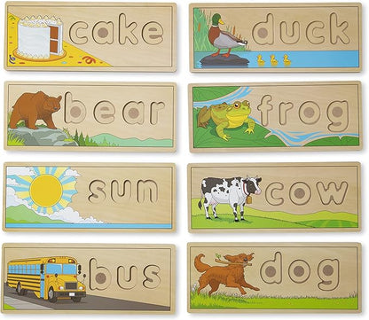 Melissa & Doug See & Spell Wooden Educational Language Learning Toy With Letters, Puzzle Boards Preschool Learning Activities, See & Spell Toys For Kids Ages 4+