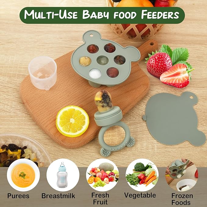 Baby Breastmilk Popsicle Molds & Baby Fruit Feeder (3 Pack), WAJIAYON Baby Food Freezer Tray Storage Containers