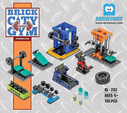 Brick Loot Brick City Gym Building Brick Set, 195 Pieces, Custom Designed Model for Adults & Kids Age 6+, 100% Compatible with Lego, Mega Bloks & Major Brands Mini Sets, Includes Toy Gym Equipment