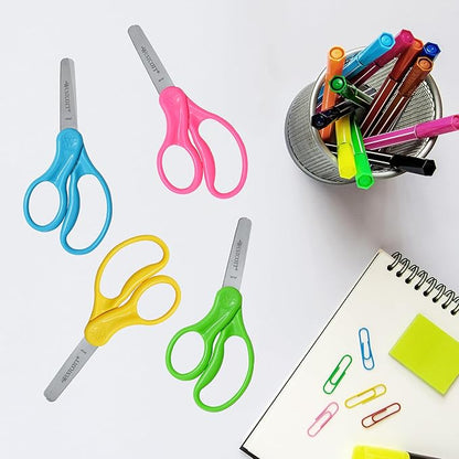 Westcott 13594 Left-Handed Scissors, Hard Handle Kids' Scissors, Ages 4-8, 5-Inch Blunt Tip, Color Varies