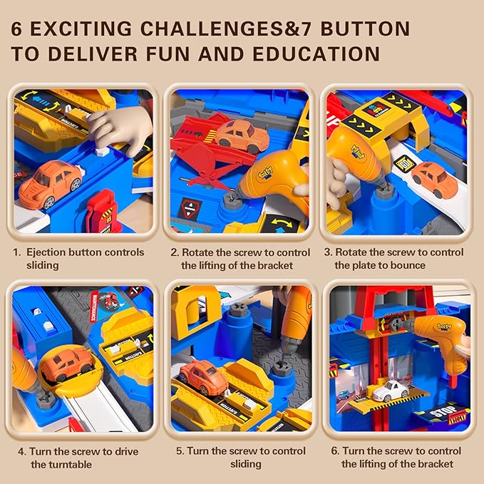 Race Track Adventure Car Game Kid Toy for 3 Year Old Boys Girls Birthday Gift, Cars Playsets Stem Toys for Boy Age 4 5 6 7 8