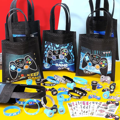 Video Game Party Favors Gamer Birthday Party Supplies for Kids Non Woven Bags Bracelet Stamper Game on Gift Goodie Bag Fillers Boy Gaming Party Favors