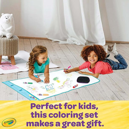 Crayola Color and Erase Mat, Giant Reusable Coloring Pad, Washable Markers, Travel Activity for Kids, Gift for Kids, Ages 3+