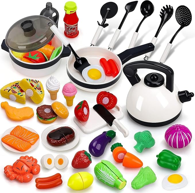 STEAM Life Kids Play Kitchen Accessories, Play Food Sets for Kids Kitchen, Kids Pots and Pans Set, Kitchen Toys, Toy Kitchen Accessories, Toy Kitchen Sets, Kids Kitchen Accessories, Cooking Set Kids