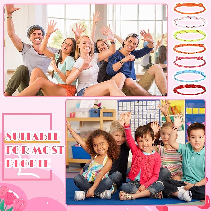 Yinkin 30 Pcs Valentine Friendship Bracelets with Card Set Valentines Knot Bracelets Bulk for Students from Teacher Valentine Bracelets Cards for Classroom Exchange Kids Valentines Day Party Favors