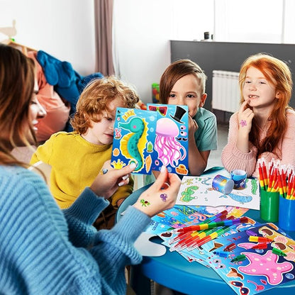 BenLouis 192Pcs Under the Sea Party Favors Ocean Animals Party Coloring Books Set Bulk for Kids Sea Fish Birthday Mermaid Party Goodie Bag Fillers School Classroom Gift Rewards Activity Supplies