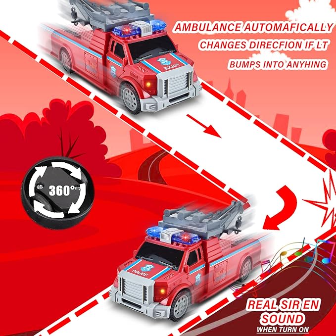 Rescue Trailer Truck Toys for Kids 3-7 Years Old, Electric Truck with Hitch Trailer with Lights and Sounds Toys 3+ (Style 2)