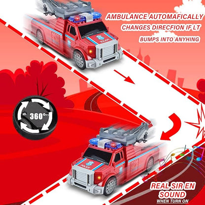 Rescue Trailer Truck Toys for Kids 3-7 Years Old, Electric Truck with Hitch Trailer with Lights and Sounds Toys 3+ (Style 2)