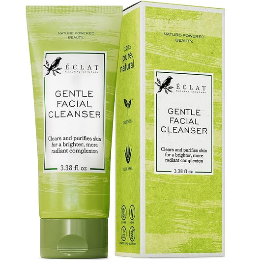 Gentle Facial Cleanser - Green Tea Face Wash + Aloe Vera, Vitamin C & E