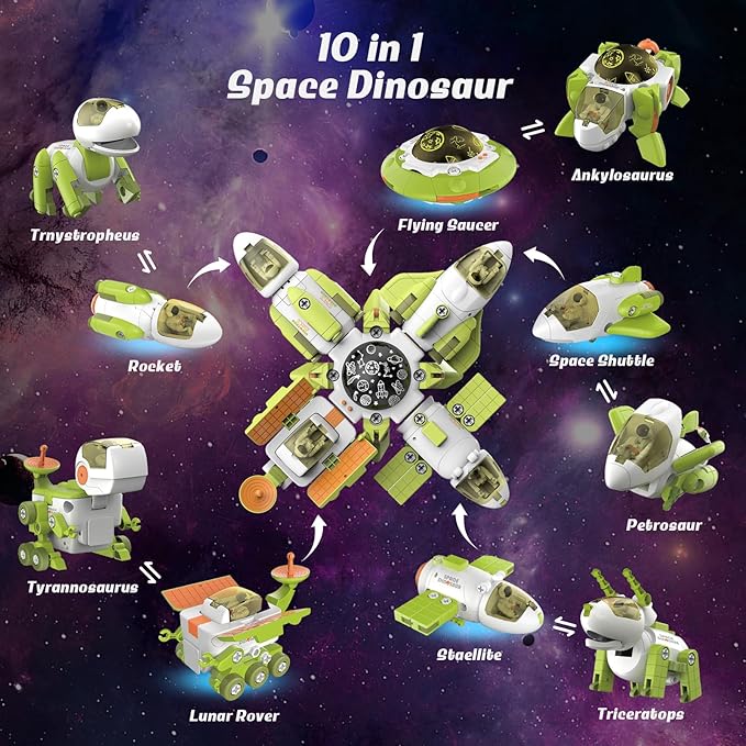 5-in-1 Space Toys & Dinosaur Toys Transforming Toys Set Gift 5+ Boys 11 Shapes
