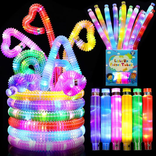 48 Pack Glow Sticks Goodie Bag Stuffers for Kids, New Year Decorations Birthday Valentines Day Gifts, Party Favors for Kids 4-8-12, Light Up Pop Tubes Glow Party Supplies Glow Bracelets Necklaces