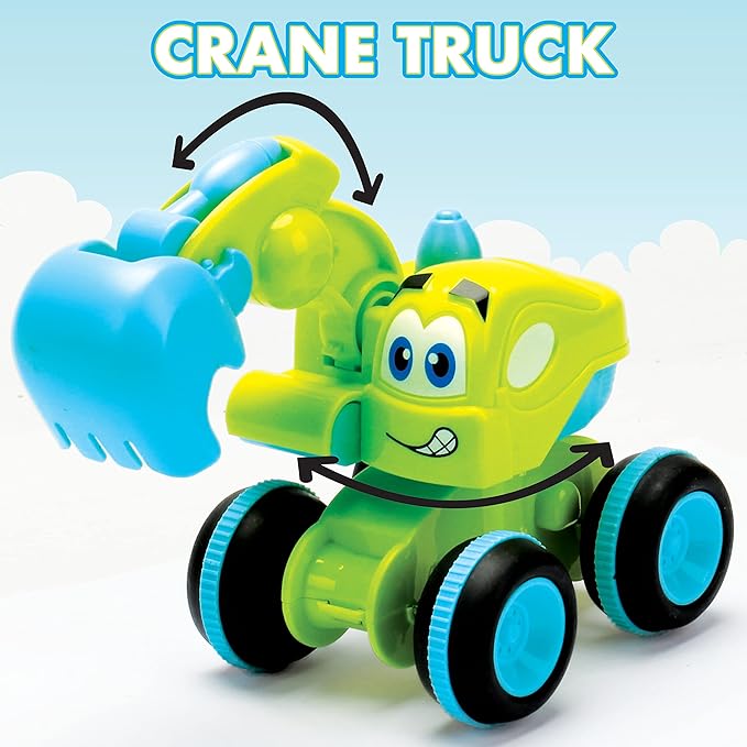Toys for 3 Year Old Boy - 4 Friction Powered Trucks for 3+ Year Old Boys, Playmat & 16 Accessories