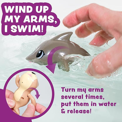 Tub Works® Wind Up Swimming Baby & Toddler Bath Toys, Arctic 3 Pack | Wind Arms & Watch Them Swim!