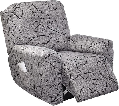 NILUOH Stretch Recliner Cover 4 Pieces Electric Power Lift Recliner Chair Cover Reclining Couch Cover Anti-Slip Fitted Furniture Protector with Side Pocket