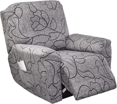 NILUOH Stretch Recliner Cover 4 Pieces Electric Power Lift Recliner Chair Cover Reclining Couch Cover Anti-Slip Fitted Furniture Protector with Side Pocket