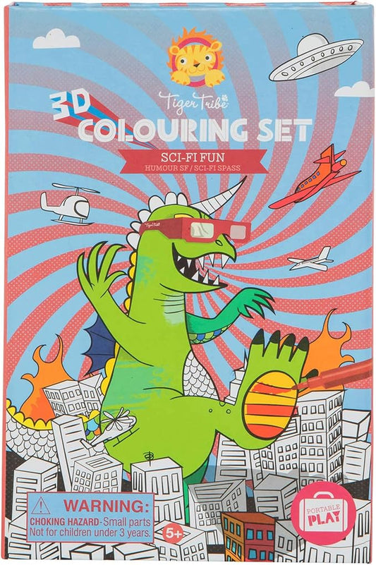 Tiger Tribe: 3D Coloring Set - Sci Fi Fun - Activity Set, Color Drawings That Leap Off The Page, 3D Glasses, Markers, Kids Ages 8+